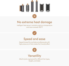 Dyson Airwrap Multi-Styler & Dryer Bright Nickel & Copper Complete Long HS05 with 2 Years Dyson Warranty