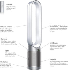 Dyson Cool Formaldehyde Air Purifier TP07, Wi-Fi Enabled, White & Silver Color with 2 Years Dyson Warranty
